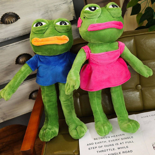 [LIMIT EDITION] Pepe and Girl Pepe 45cm Animal Sad Frog Plush Toy Soft Stuffed Pillow Plushie